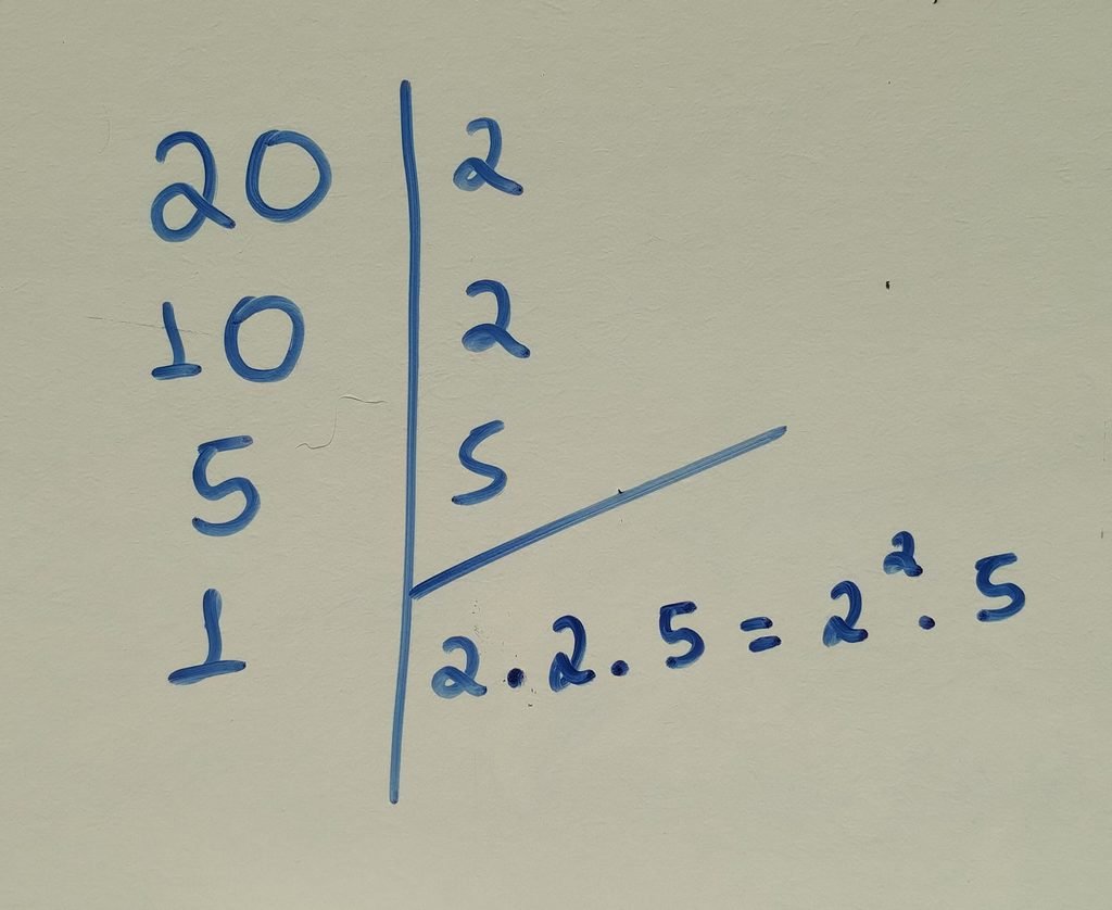 Fatoração em primos do número 20
